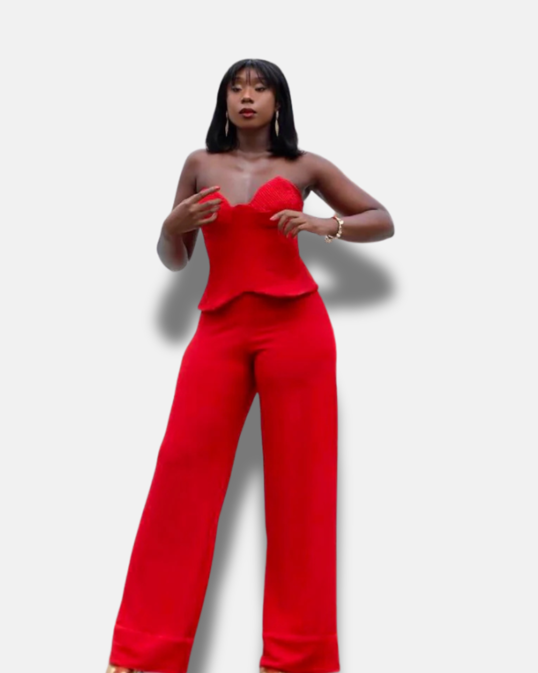 Custom Corset & Wide-Leg Ponte Set