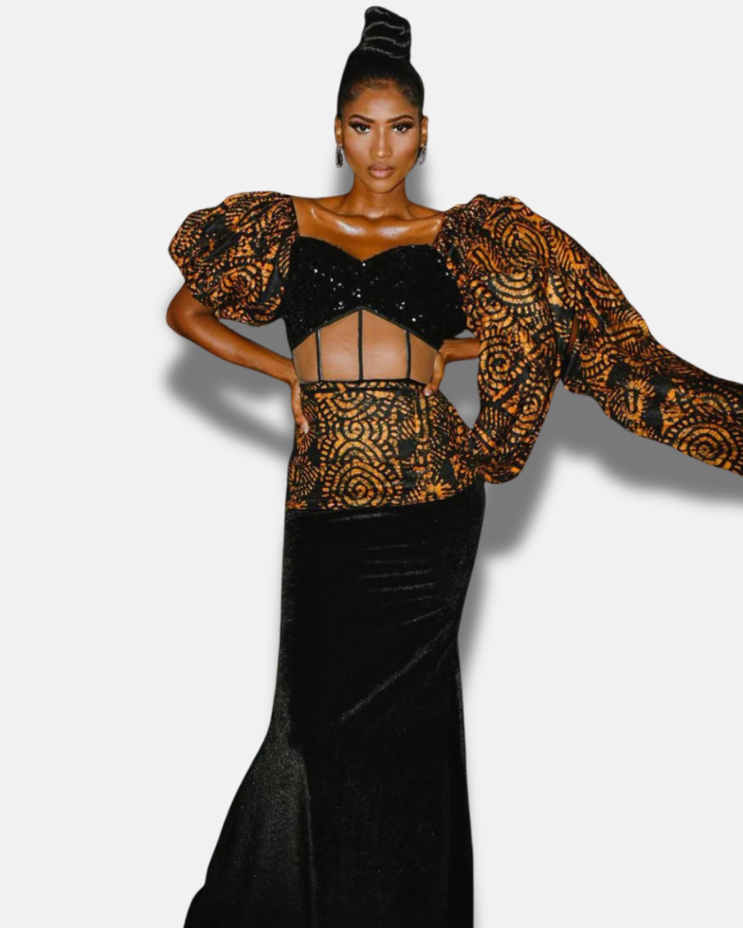 Custom Velvet & Batik Kindeli Gown